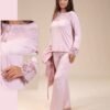 Rose Miss Pyjama 3 pièces avec robe de chambre – Réf 15037 – Rose