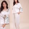 Rose Miss Pyjama brodé – Réf 15038 – Écru