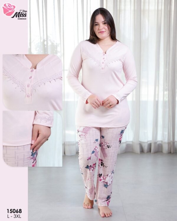 Rose Miss Pyjama fleuri – Réf 15068 – Rose pâle