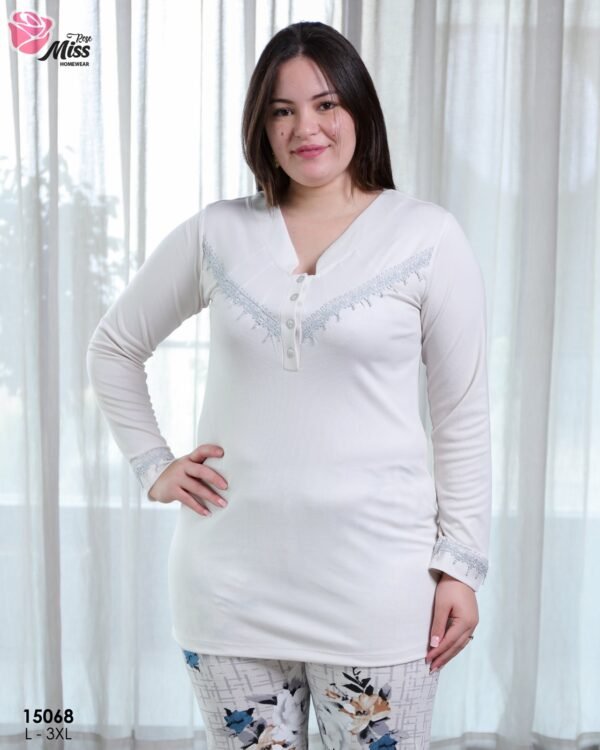 Rose Miss Pyjama fleuri – Réf 15068 – Écru