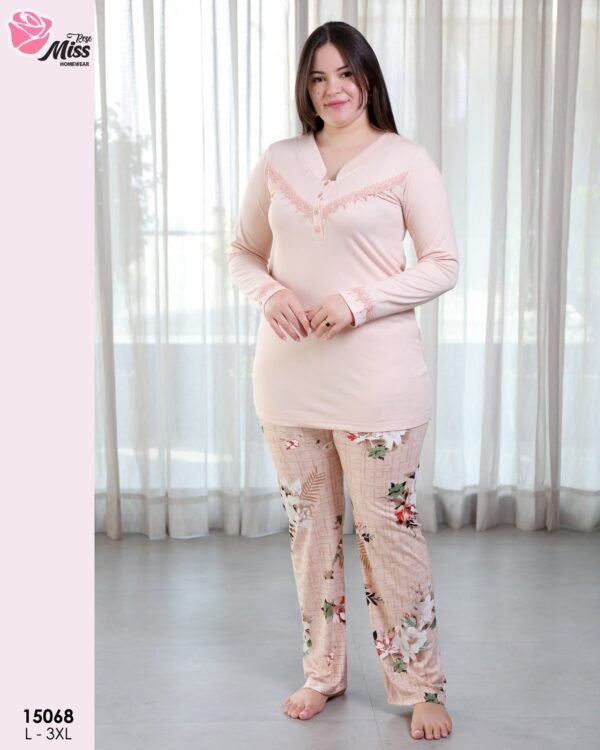 Rose Miss Pyjama fleuri – Réf 15068 – Pêche