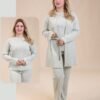 Rose Miss Pyjama 3 pièces avec gilet côtelé – Réf 15077 – Vert d'eau
