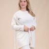 Rose Miss Pyjama 3 pièces avec gilet côtelé – Réf 15077 – Écru