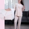 Rose Miss Pyjama 3 pièces avec gilet dentelle – Réf 15087 – Pêche