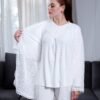Rose Miss Pyjama 3 pièces avec gilet dentelle – Réf 15087 – Écru