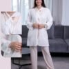 Rose Miss Pyjama 3 pièces avec gilet – Réf 15089 – Écru
