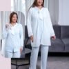 Rose Miss Pyjama 3 pièces avec gilet – Réf 15089 – Bleu ciel