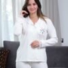 Rose Miss Pyjama boutonné dentelle – Réf 15090 – Écru