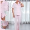 Rose Miss Pyjama boutonné à volants – Réf 15129 – Rose pâle