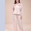 Rose Miss Ensemble chemise brodée et pantalon – Réf 15137 – Beige