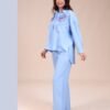 Rose Miss Ensemble chemise brodée et pantalon – Réf 15137 – Bleu ciel