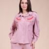 Rose Miss Ensemble chemise brodée et pantalon – Réf 15137 – Vieux rose