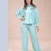 Rose Miss Ensemble chemise brodée et pantalon – Réf 15137 – Vert d'eau