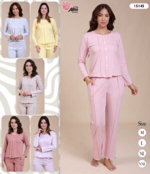 Rose Miss Pyjama boutonné – Réf 15145 – Couleurs assorties