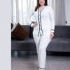 Rose Miss Pyjama boutonné jacquard dentelle – Réf 15151 – Écru