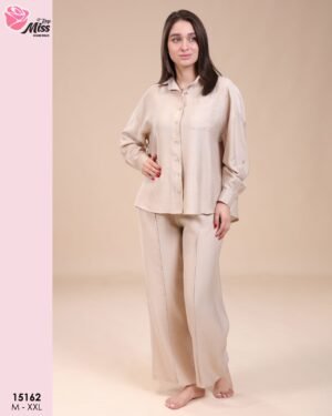 Rose Miss Ensemble chemise et pantalon – Réf 15162 – Beige