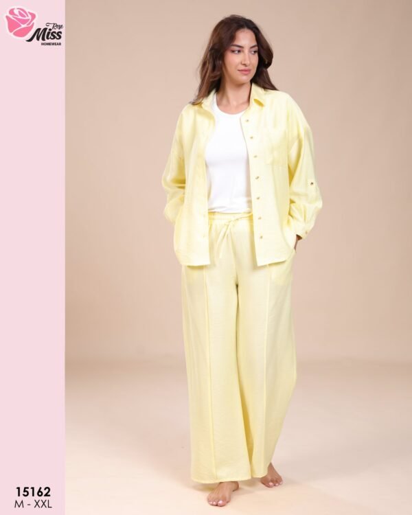 Rose Miss Ensemble chemise et pantalon – Réf 15162 – Jaune pâle Rose Miss Ensemble chemise et pantalon – Réf 15162 – Jaune pâle