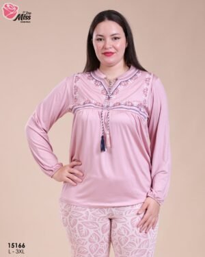 Rose Miss Pyjama brodé – Réf 15166 – Vieux rose