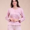 Rose Miss Pyjama boutonné brodé – Réf 15167 – Vieux rose