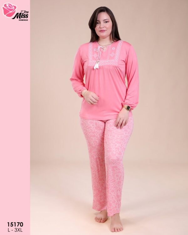 Rose Miss Pyjama brodé – Réf 15170 – Corail