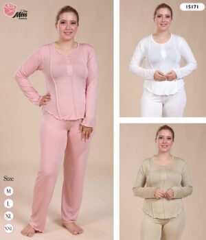 Rose Miss Pyjama boutonné – Réf 15171 – Couleurs assorties