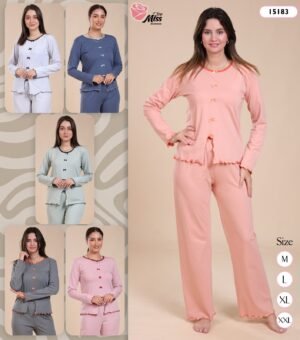 Rose Miss Pyjama boutonné – Réf 15183 – Couleurs assorties