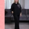 Rose Miss Ensemble chemise brodée et pantalon – Réf 15190 – Noir