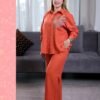 Rose Miss Ensemble chemise brodée et pantalon – Réf 15190 – Rouille