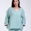 Rose Miss Ensemble tunique brodée et pantalon – Réf 15195 – Vert d'eau