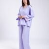 Rose Miss Ensemble tunique brodée et pantalon – Réf 15195 – Lavande