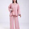 Rose Miss Ensemble tunique brodée et pantalon – Réf 15195 – Vieux rose