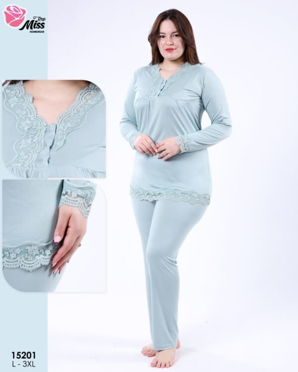 Rose Miss Pyjama dentelle – Réf 15201 – Vert d'eau