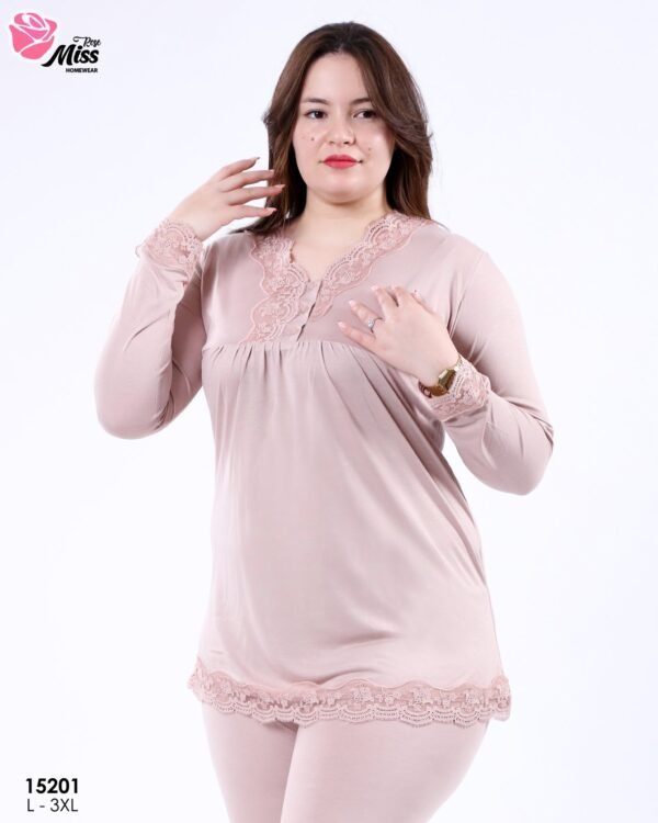 Rose Miss Pyjama dentelle – Réf 15201 – Vieux rose