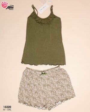 Rose Miss Pyjama short et caraco léopard – Réf 15220 – Kaki