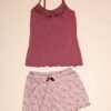 Rose Miss Pyjama short et caraco léopard – Réf 15220 – Vieux rose