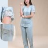 Rose Miss Pyjama boutonné dentelle – Réf 15227 – Bleu gris