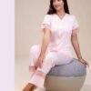 Rose Miss Pyjama boutonné dentelle – Réf 15227 – Rose pâle
