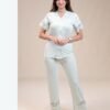 Rose Miss Pyjama boutonné dentelle – Réf 15227 – Vert d'eau