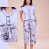 Rose Miss Pyjama pantacourt fleuri – Réf 15237 – Lavande