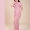 Rose Miss Pyjama boutonné côtelé – Réf 15243 – Vieux rose