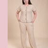Rose Miss Pyjama boutonné côtelé – Réf 15243 – Beige