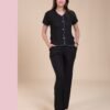 Rose Miss Pyjama boutonné côtelé – Réf 15243 – Noir