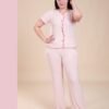 Rose Miss Pyjama boutonné côtelé – Réf 15243 – Rose pâle