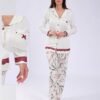 Rose Miss Pyjama boutonné fleuri – Réf 15340 – Écru bordeaux