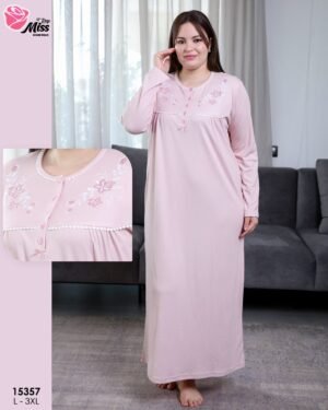 Rose Miss Chemise de nuit longue brodée – Réf 15357 – Rose Rose Miss Chemise de nuit longue brodée – Réf 15357 – Rose