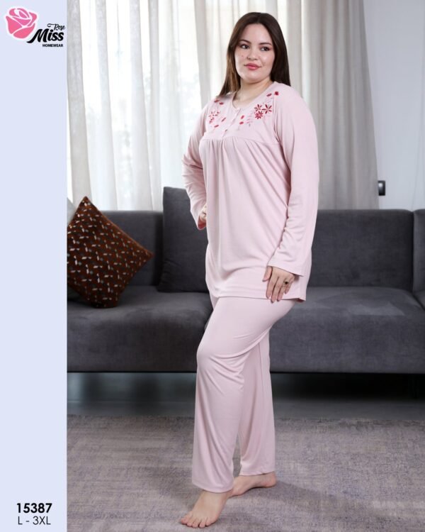 Rose Miss Pyjama brodé – Réf 15387 – Rose