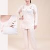 Rose Miss Pyjama boutonné brodé – Réf 15423 – Pêche