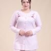 Rose Miss Pyjama boutonné brodé – Réf 15423 – Rose