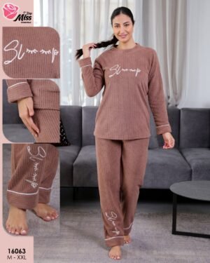 Rose Miss Pyjama polaire côtelé – Réf 16063 – Marron
