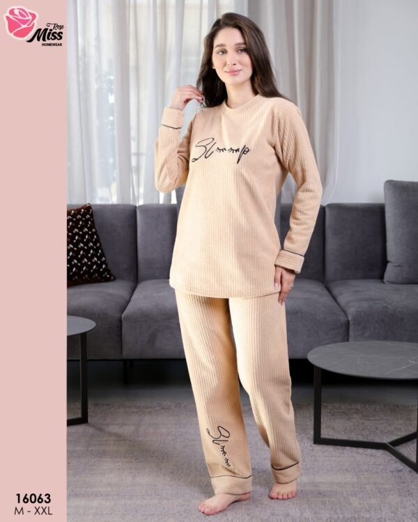 Rose Miss Pyjama polaire côtelé – Réf 16063 – Beige